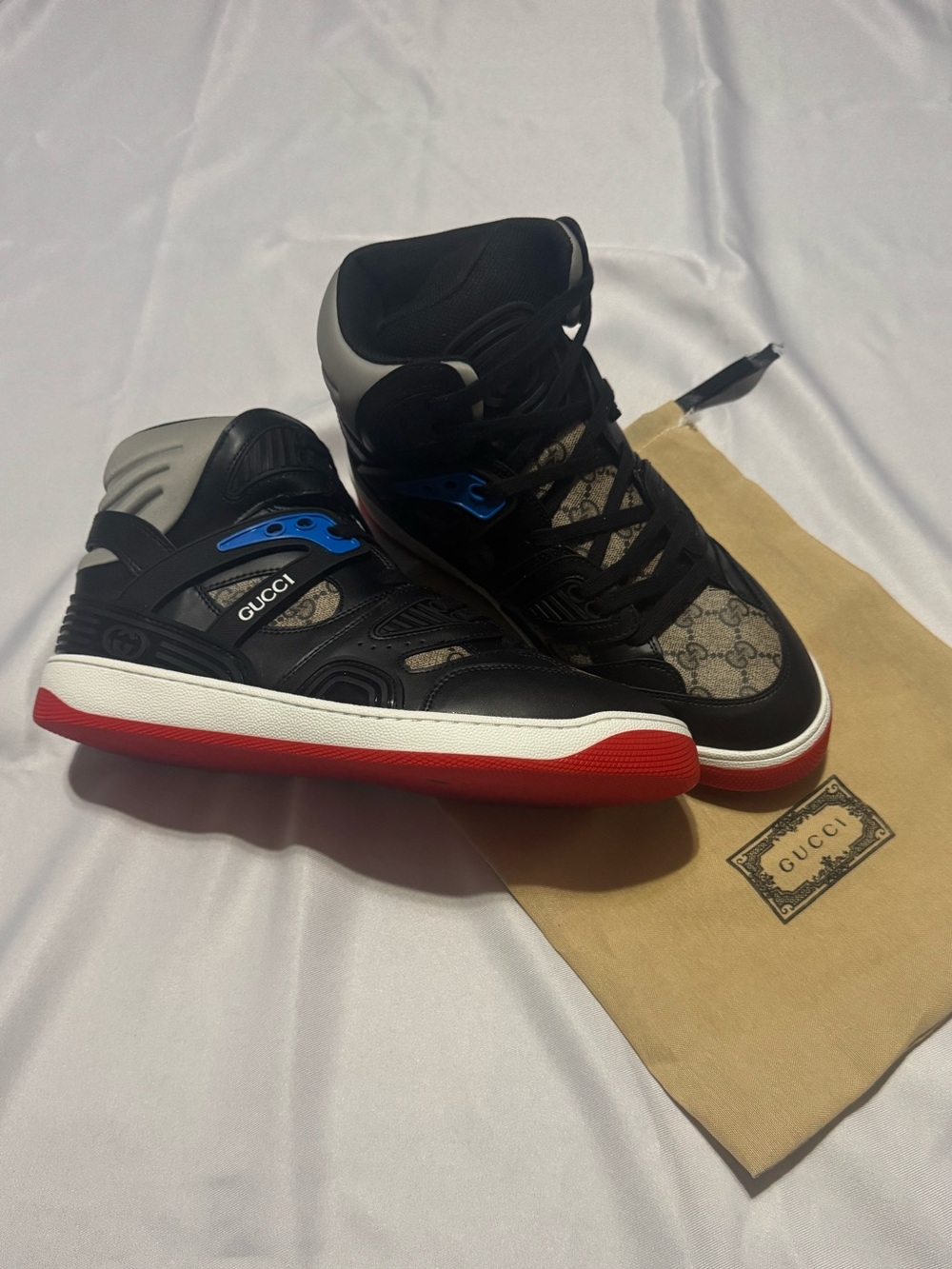 Gucci High-Top Sneakers in Black, Red and Blue